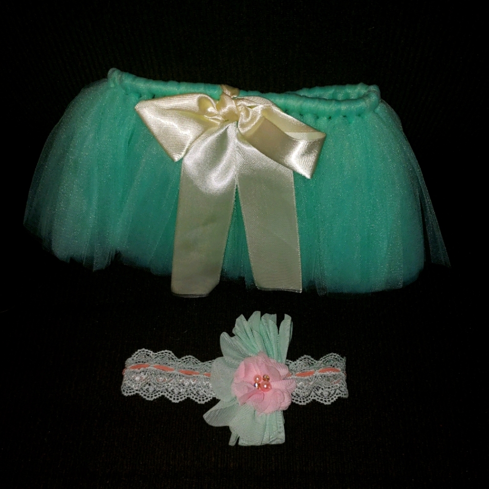 TEAL BABY GIRL TUTU NEWBORN 0-3 MONTHS